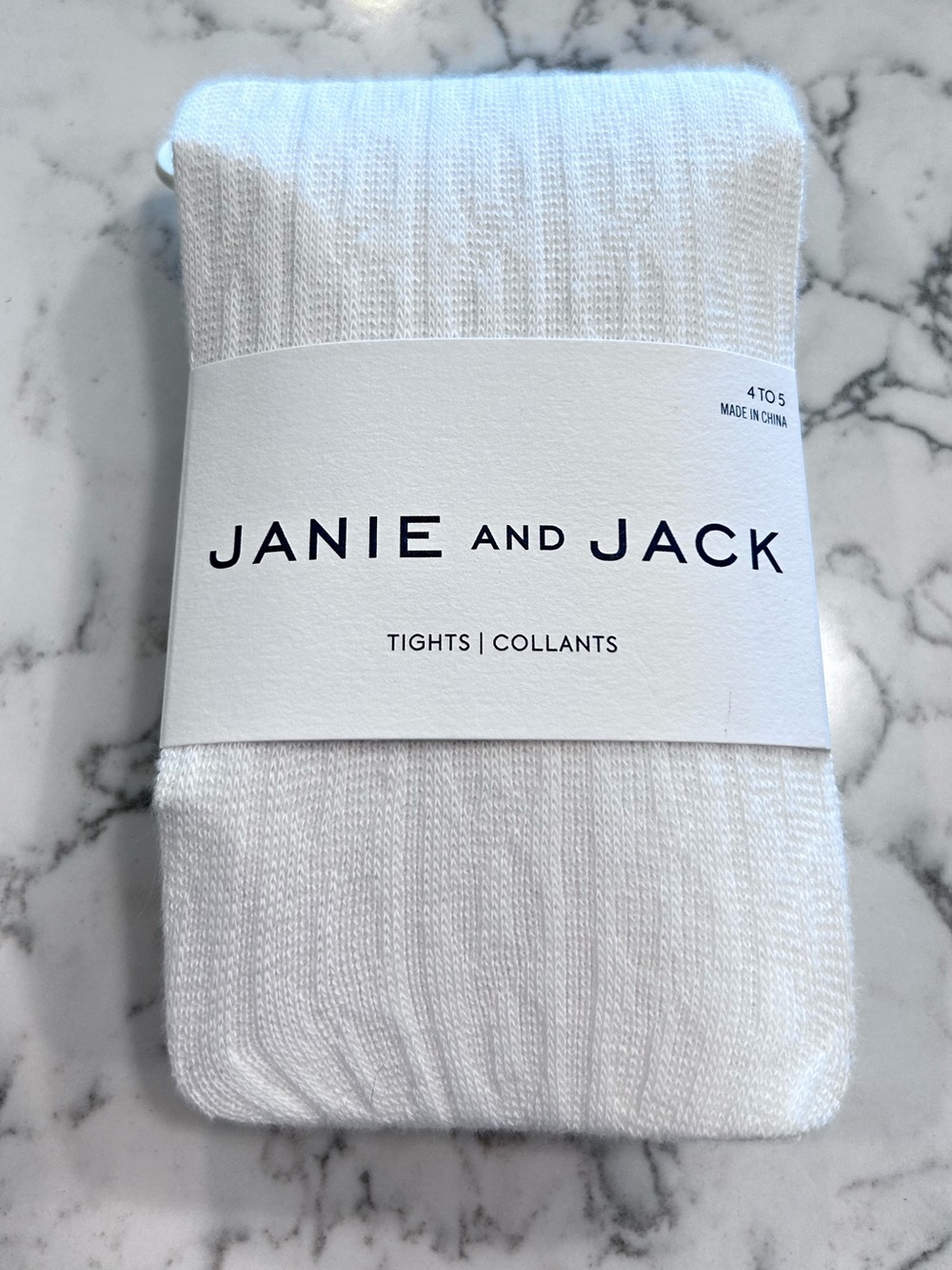 NWT Janie & Jack White Textured Tights Size 4 to 5 Children’s
